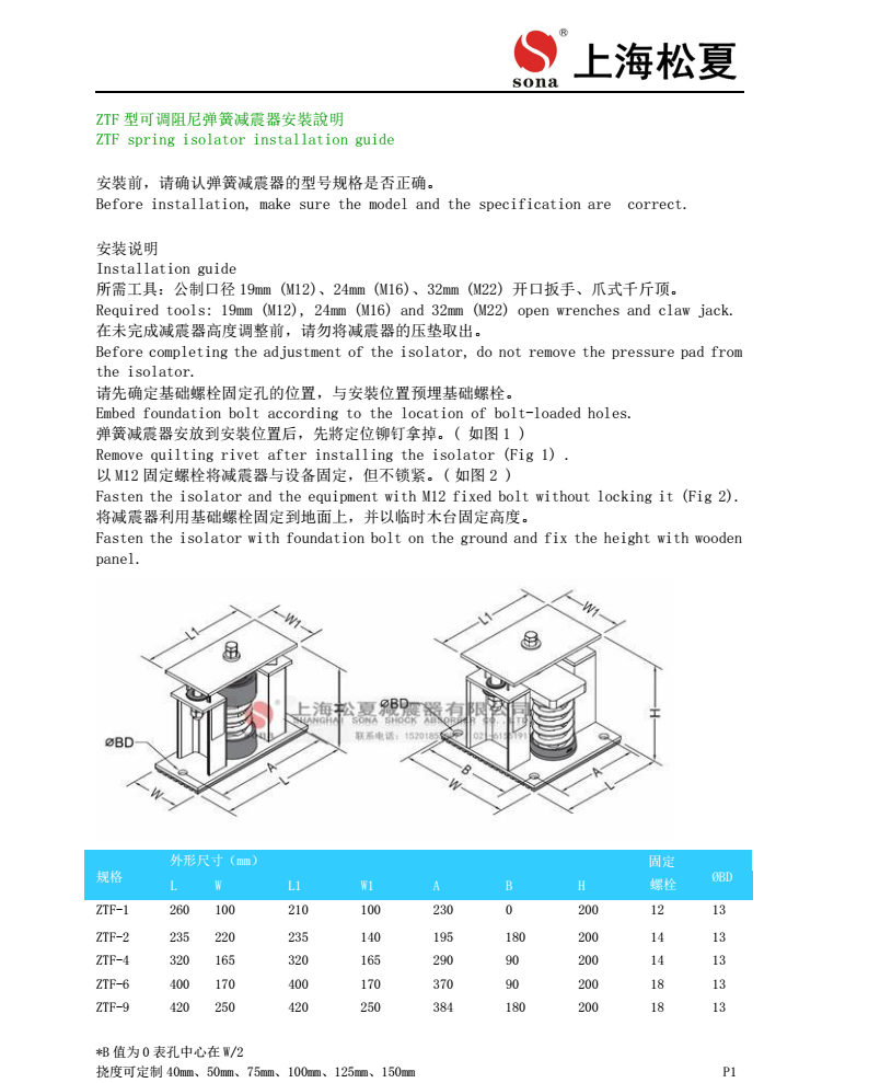 ZTF減震器參數(shù)圖